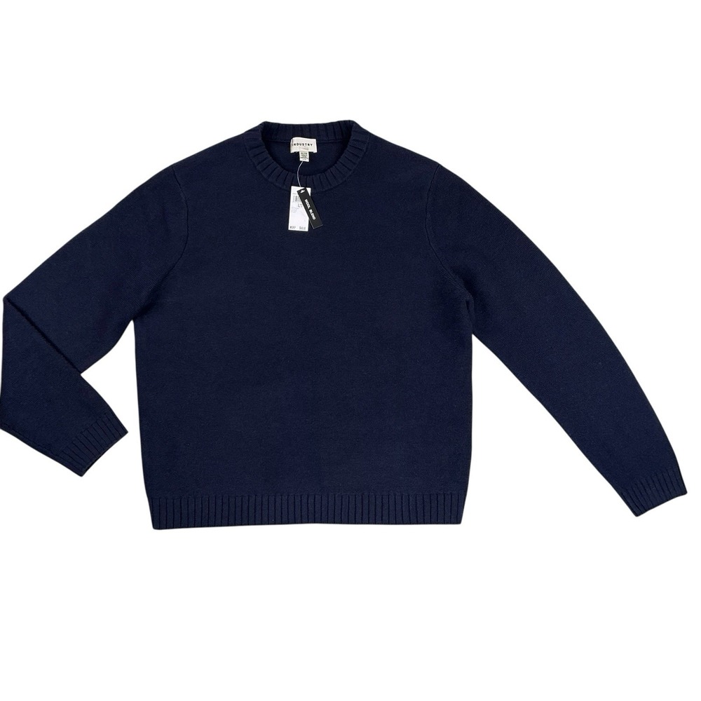 Industry Sweater Men XL Blue Long Sleeve Chunky Fishermen Crewneck Wool Blend